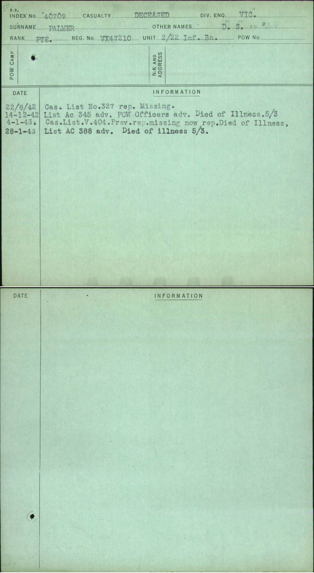 Palmer, D S, VX47210