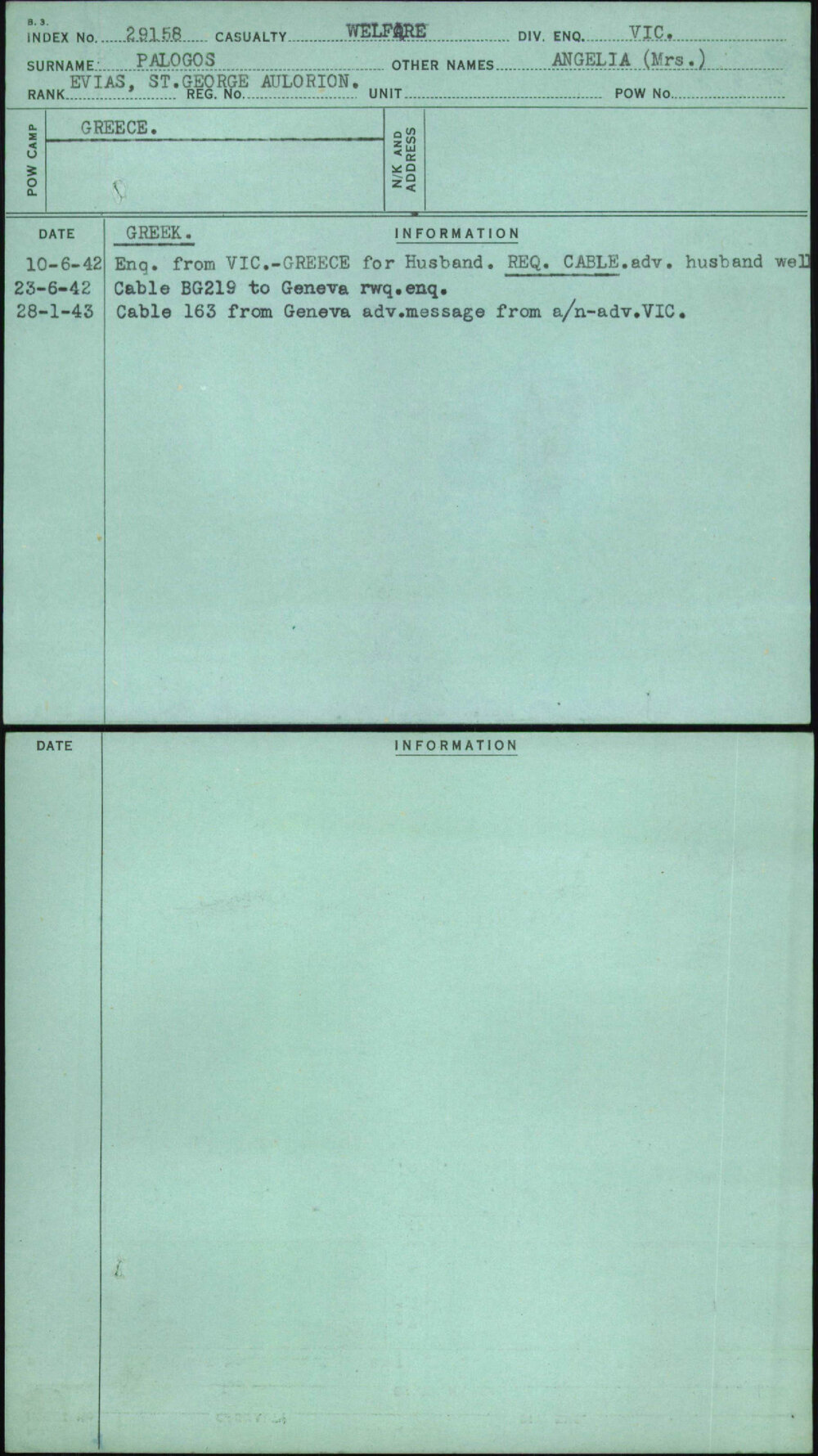 Palogos, Angelia (Mrs), [No Service Number]