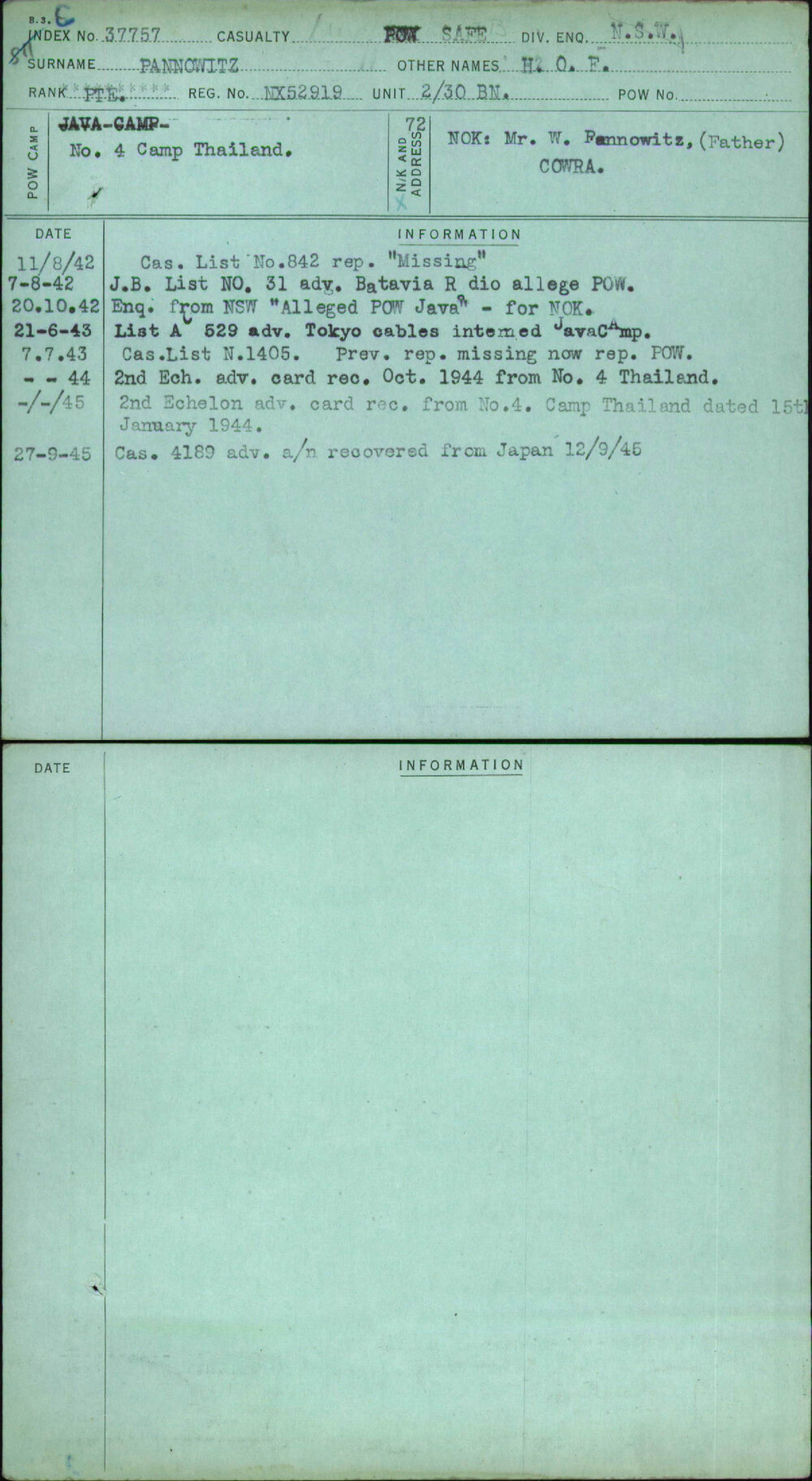 Pannowitz, H O F, NX52919