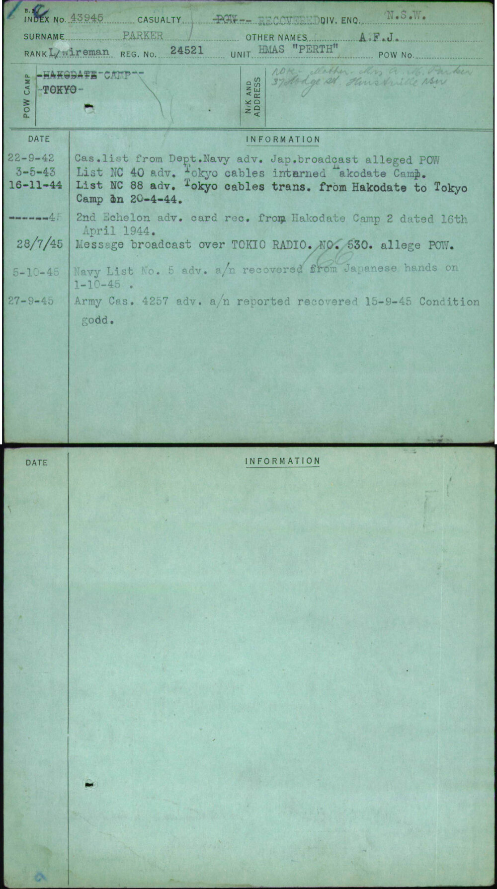 Parker, A F J, 24521