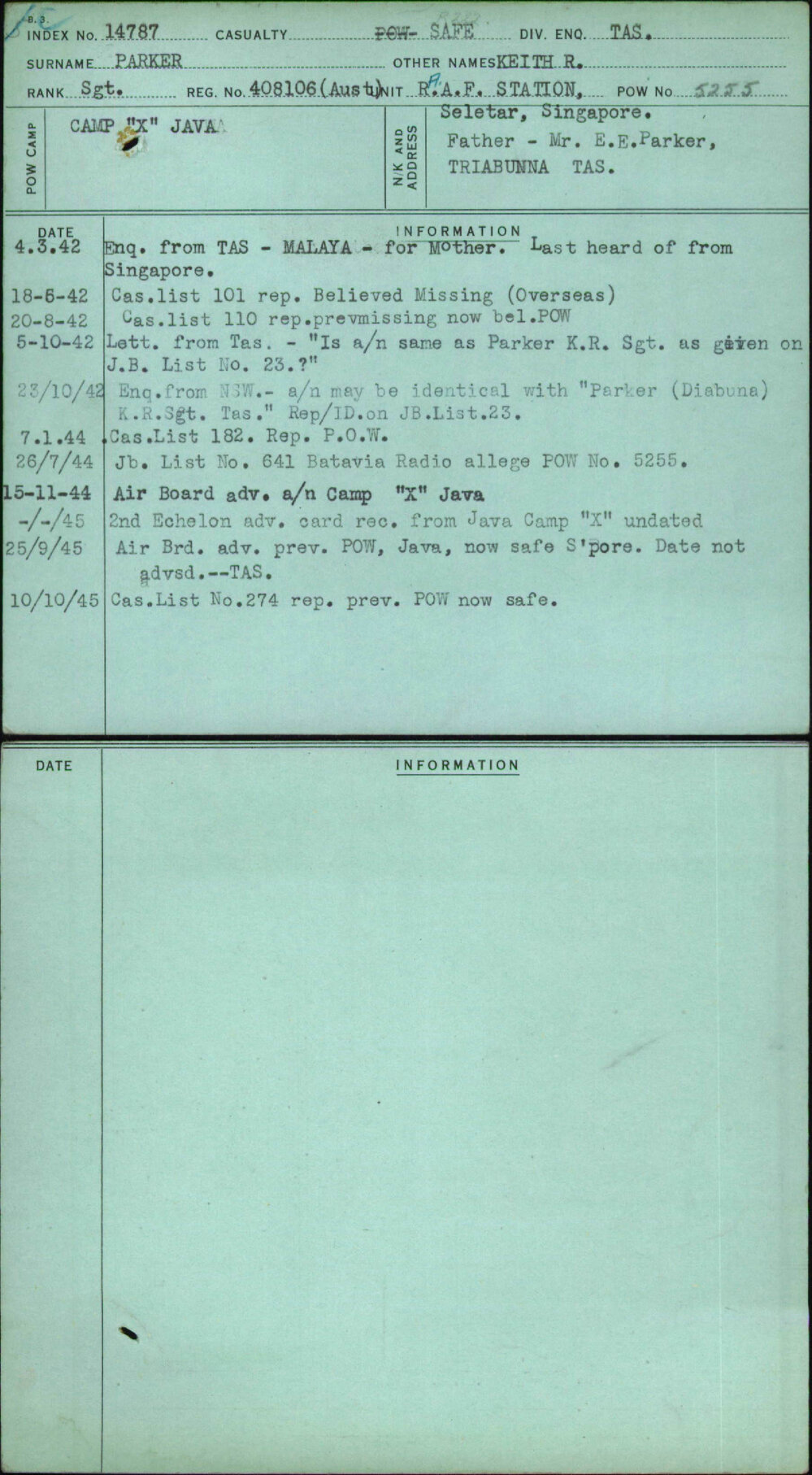 Parker, Keith R, 408106 (Aust)