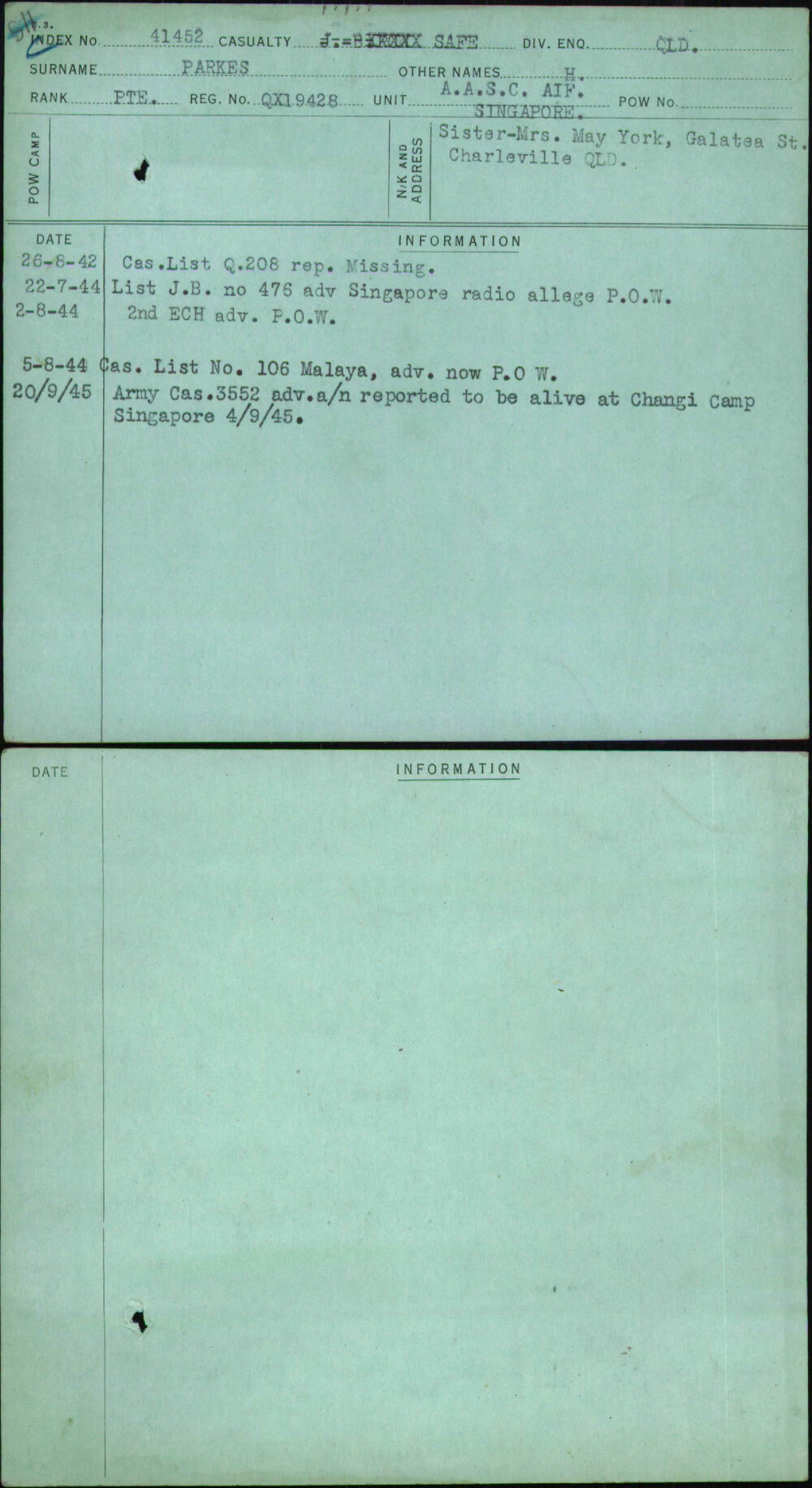 Parkes, H, QX19428
