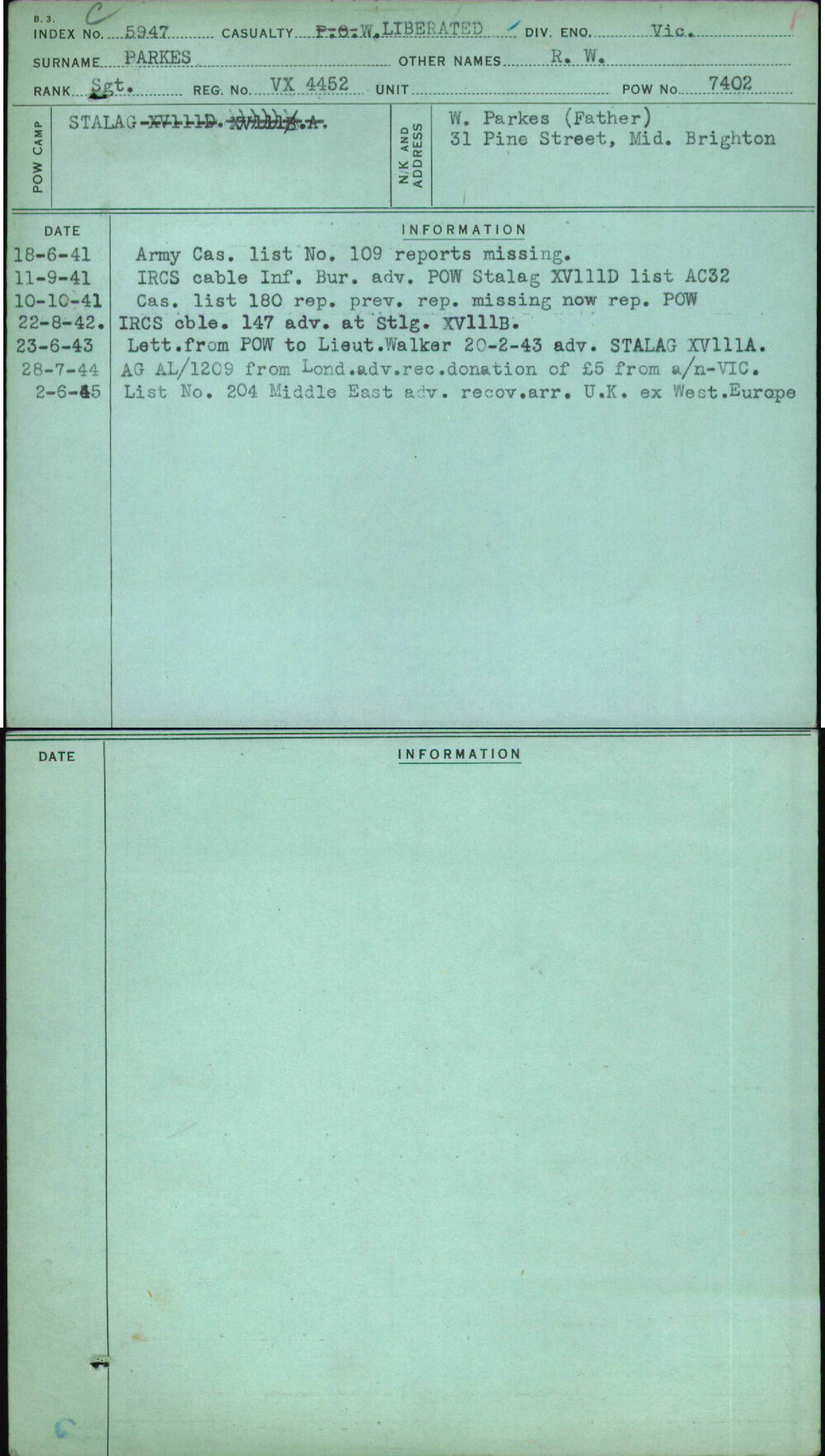 Parkes, R W, VX4452