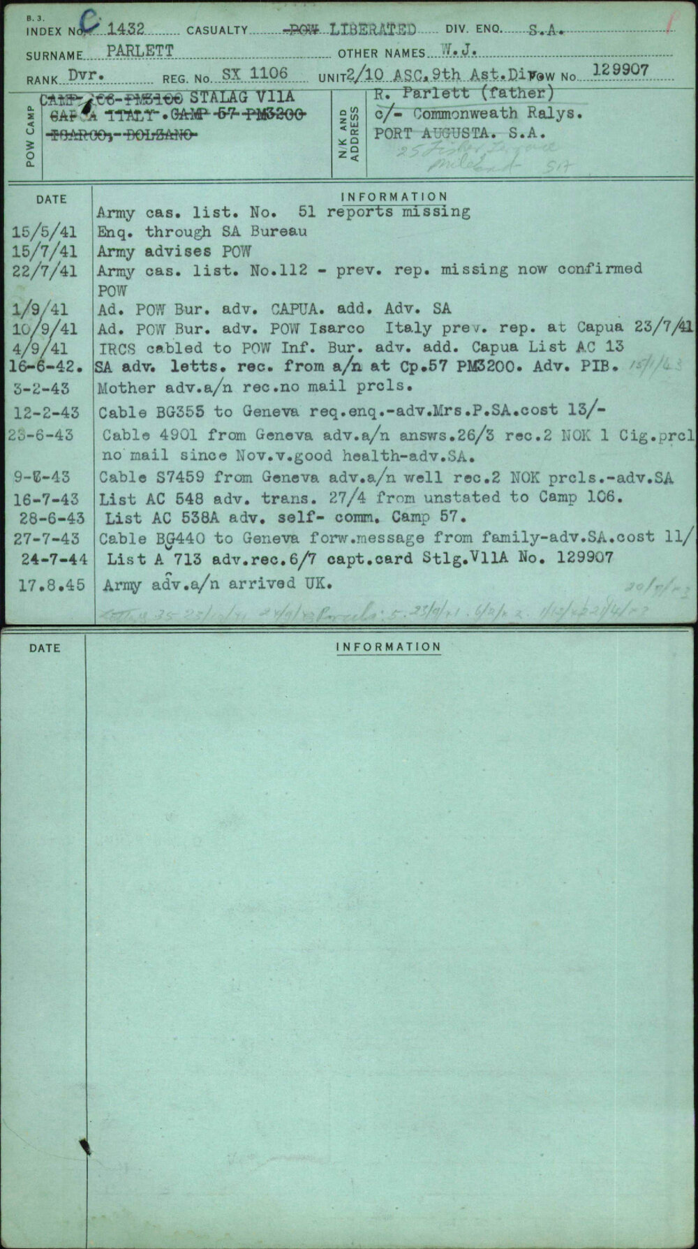 Parlett, W J, SX1106