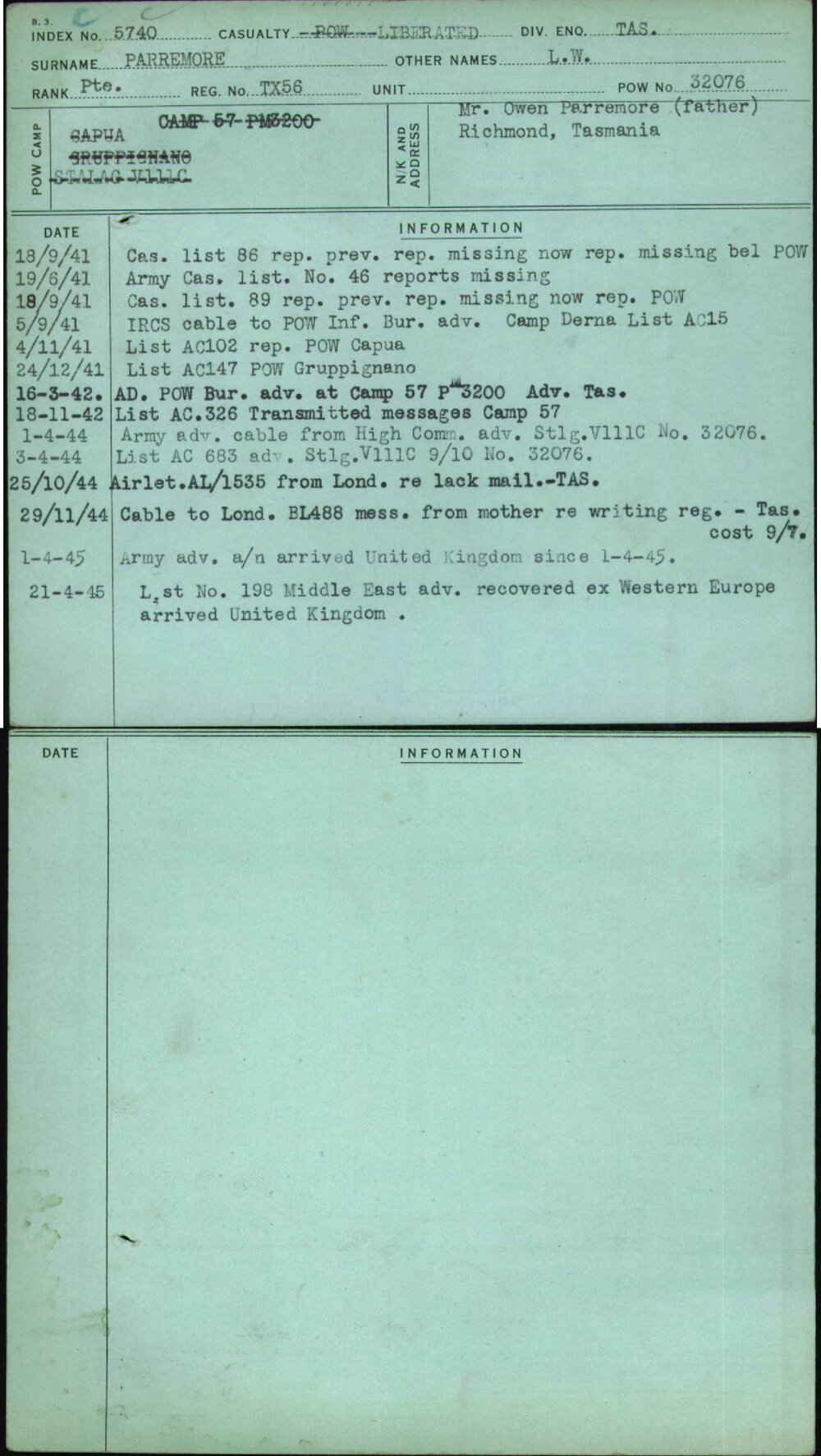 Parremore, L W, TX56