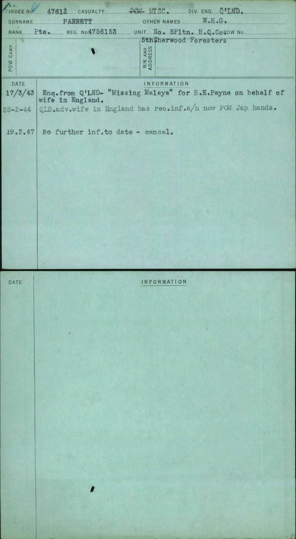 Parrett, W H G, 4756153