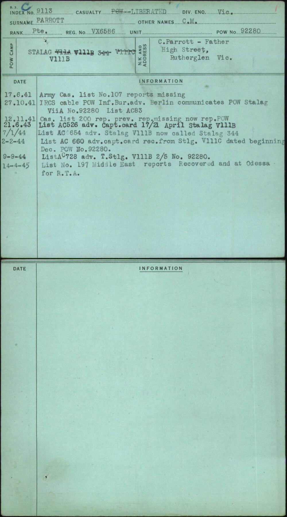 Parrott, C M, VX6586