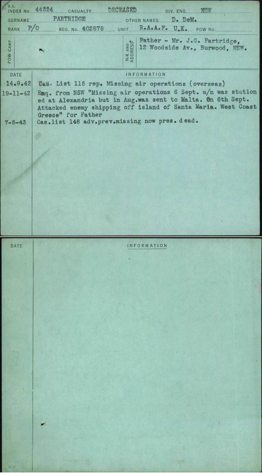 Partridge, D Dem, 402878