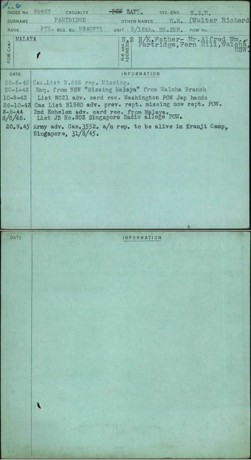 Partridge, W R (Walter Richard, NX40771