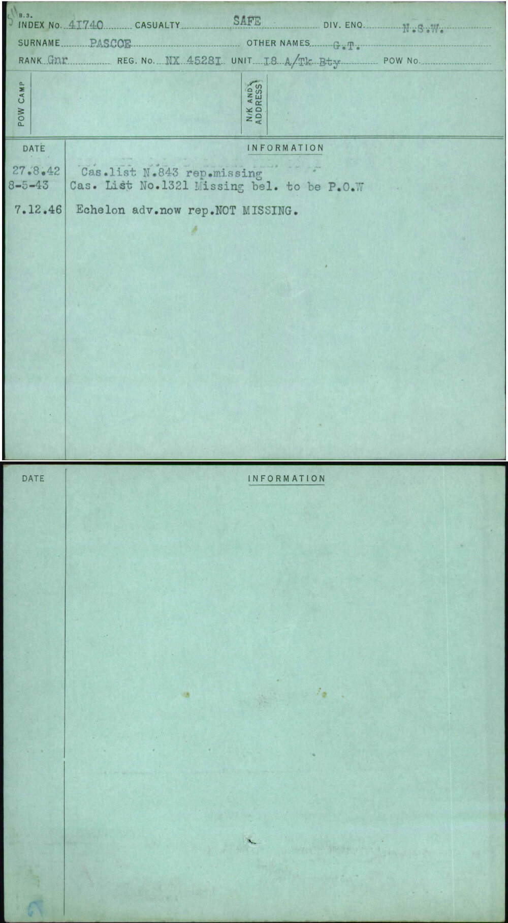 Pascoe, G T, NX45281