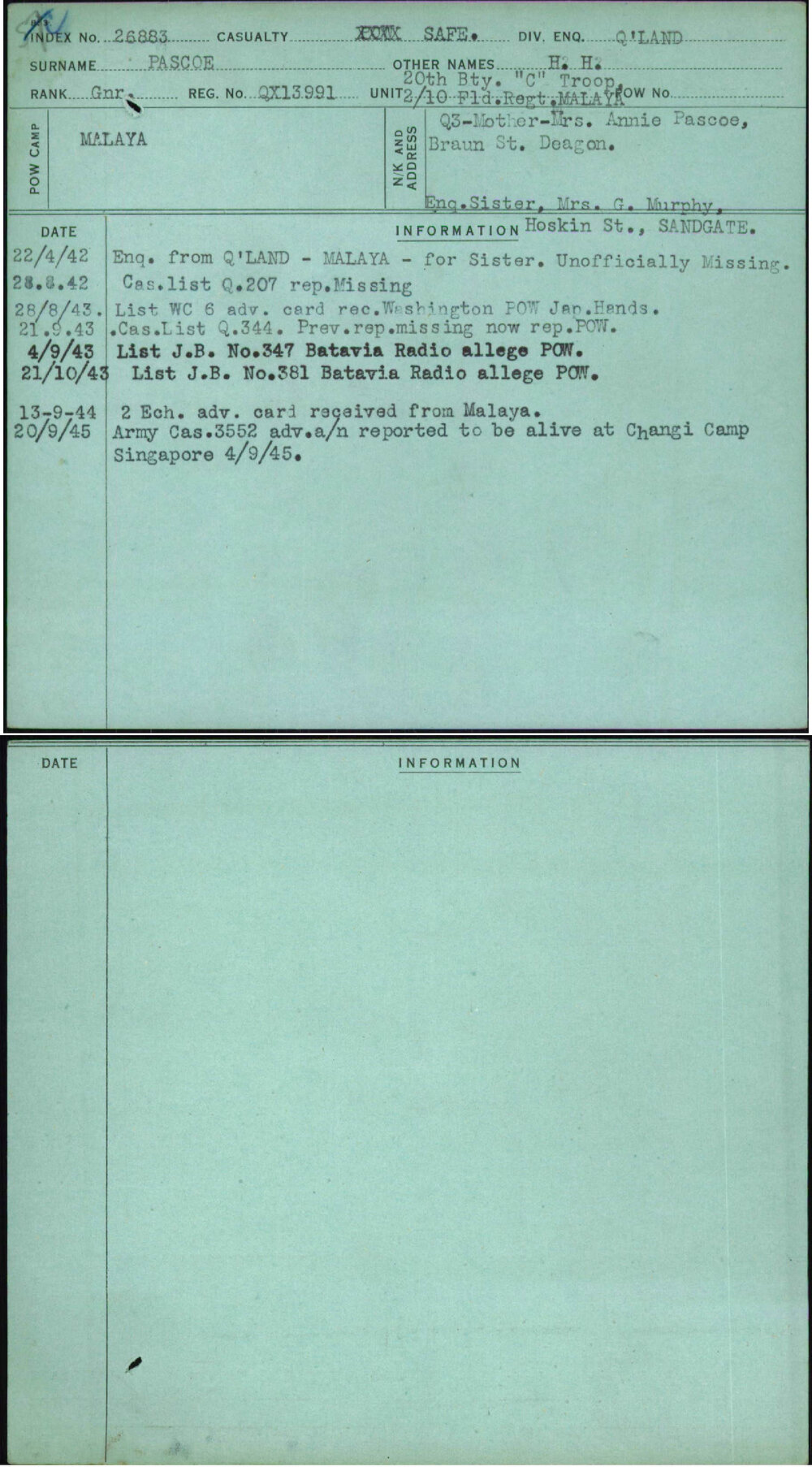 Pascoe, H H, QX13991