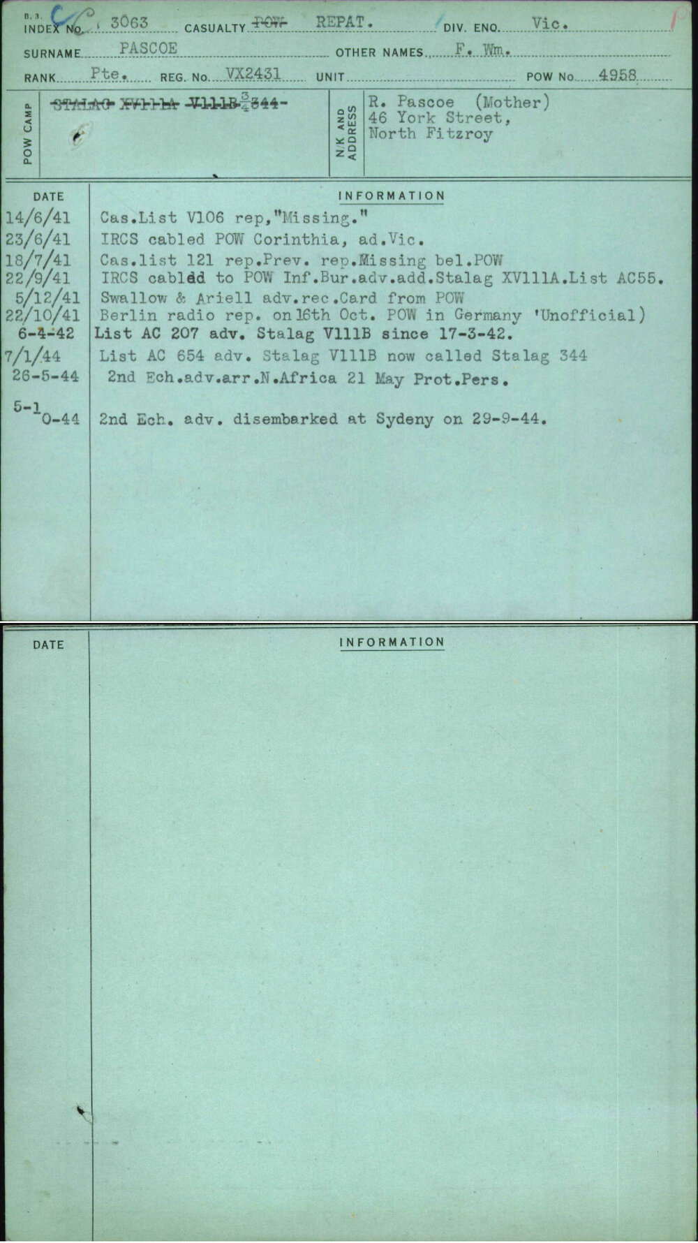 Pascoe, F Wm, VX2431