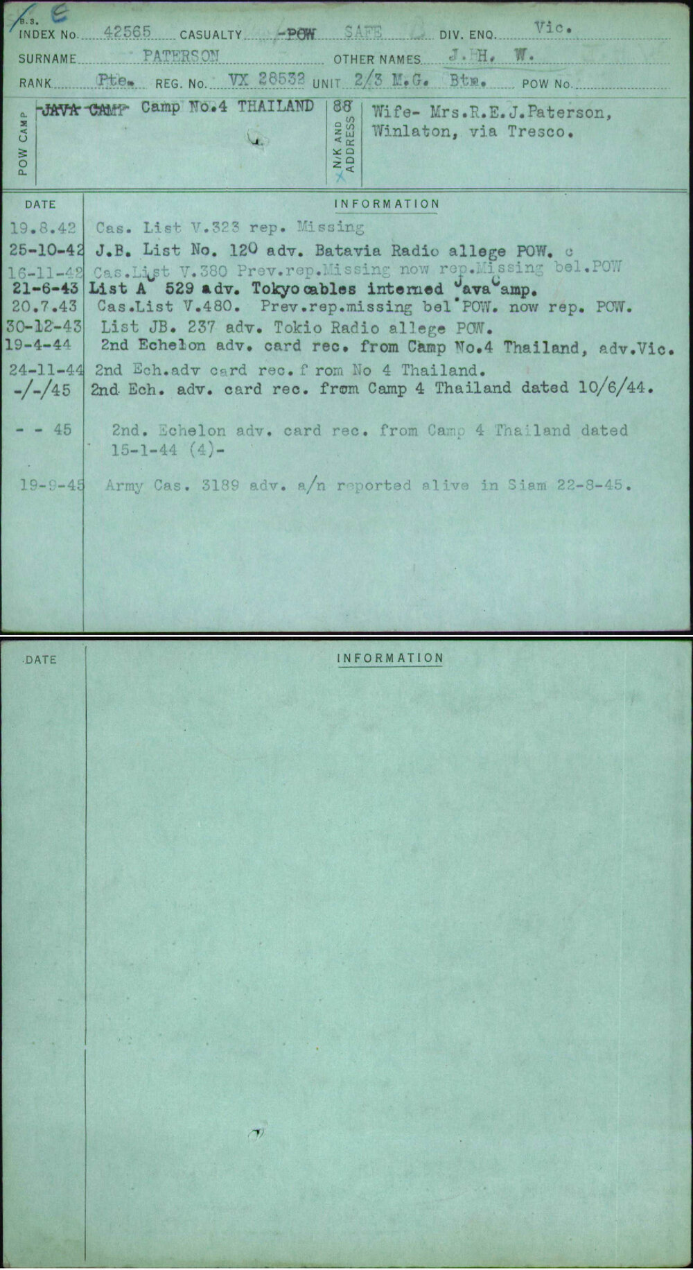 Paterson, J H W, VX28532