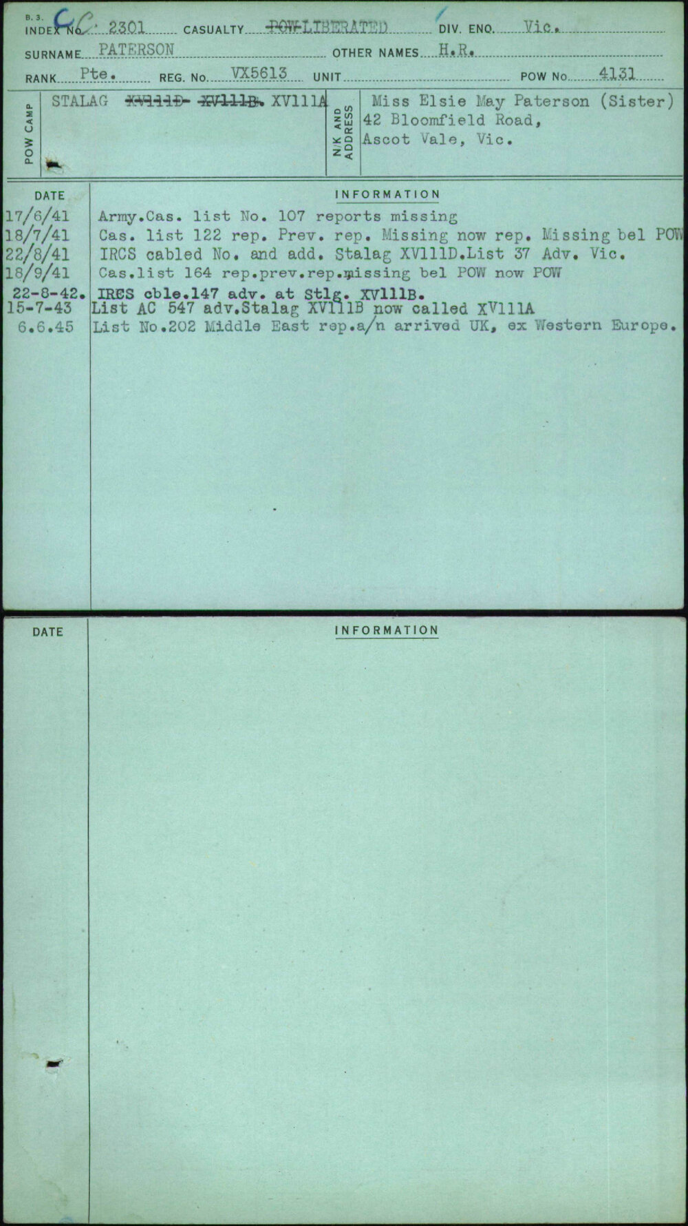 Paterson, H R, VX5613