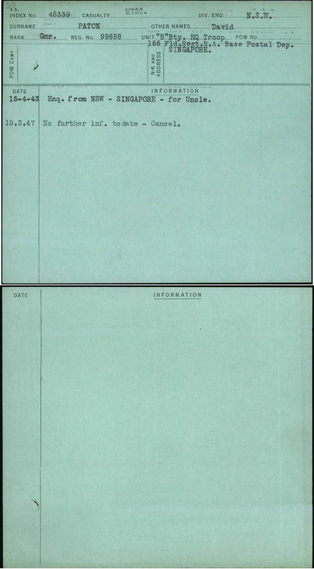 Paton, David, 99888