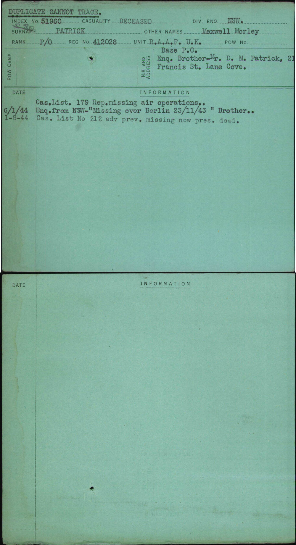 Patrick, Mexwell Morley, 412028