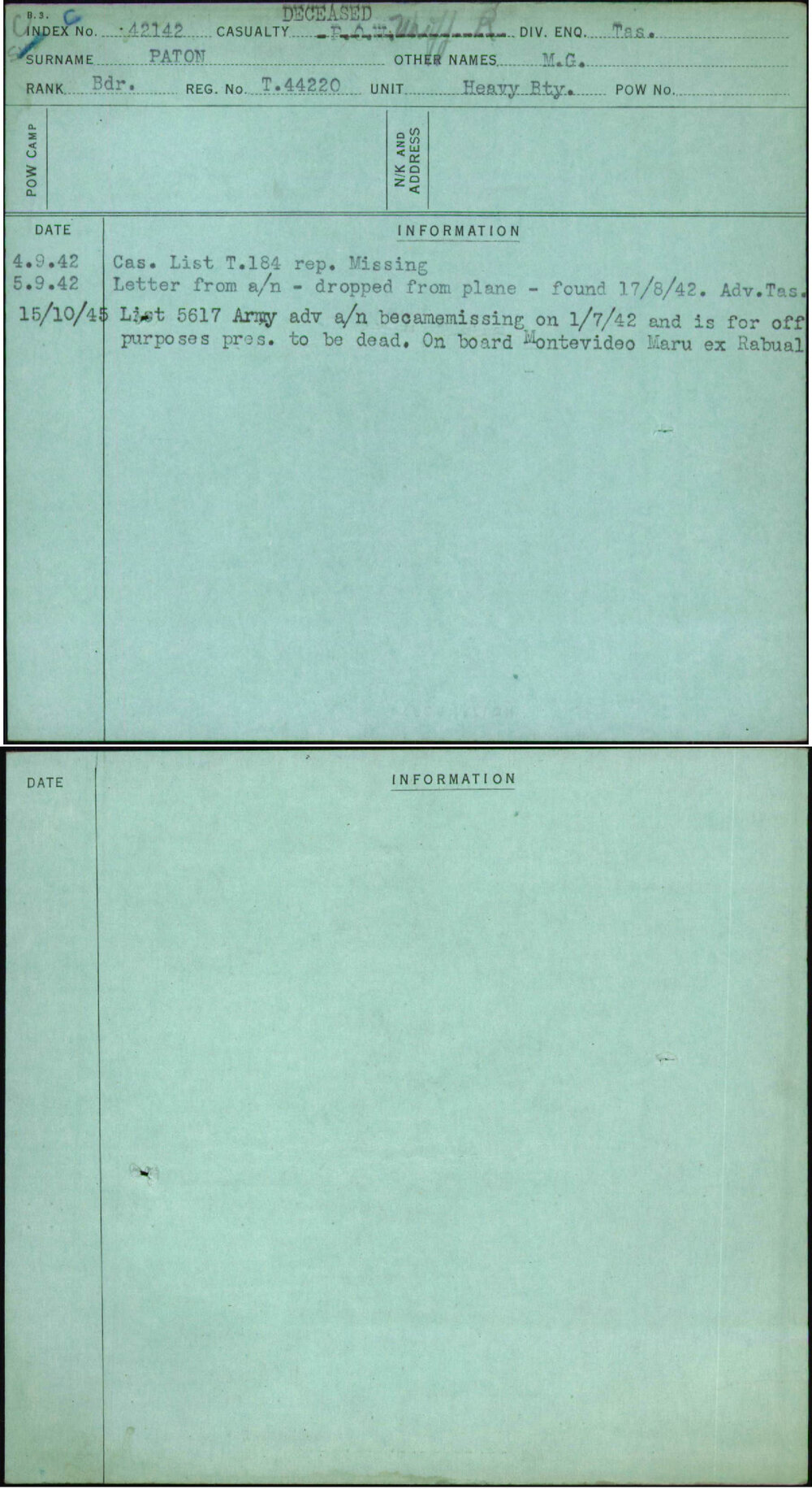 Paton, M G, T44220