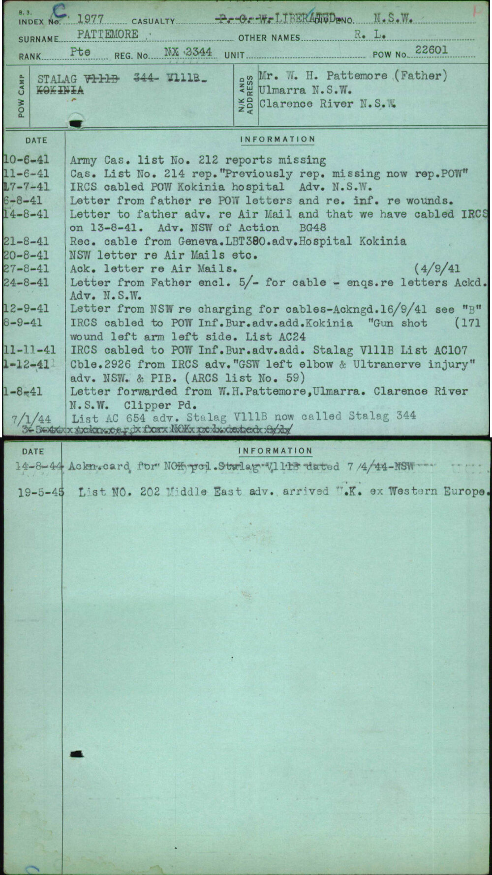 Pattemore, R L, NX2344