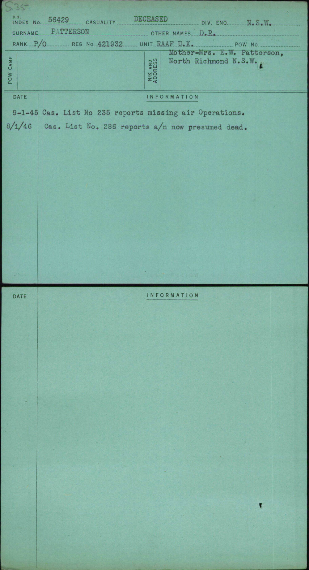 Patterson, D R, 421932