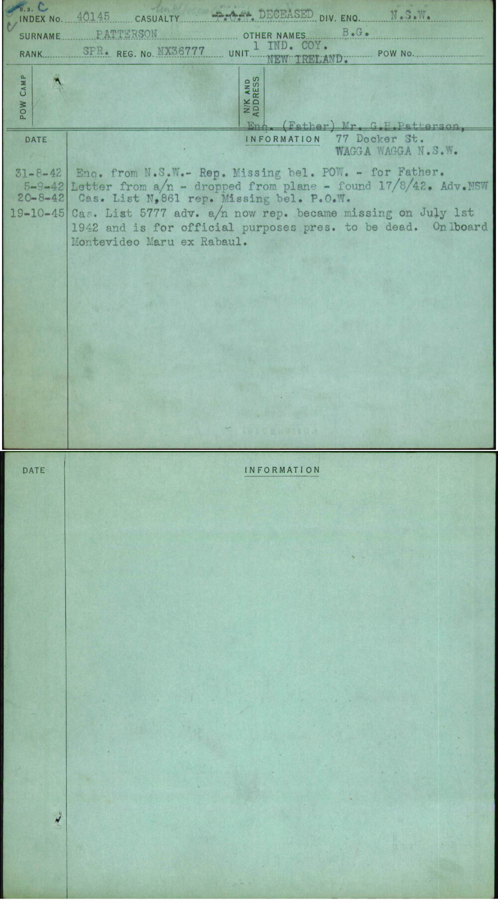 Patterson, B G, NX36777