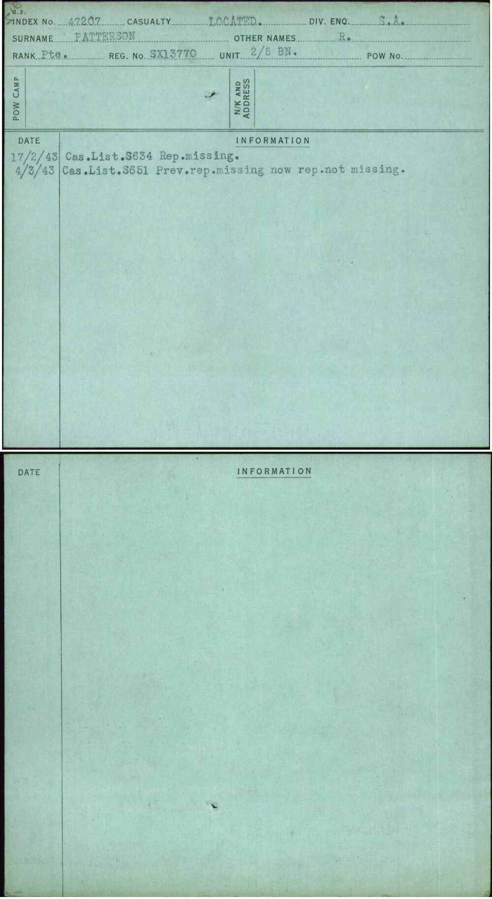 Patterson, R, SX13770