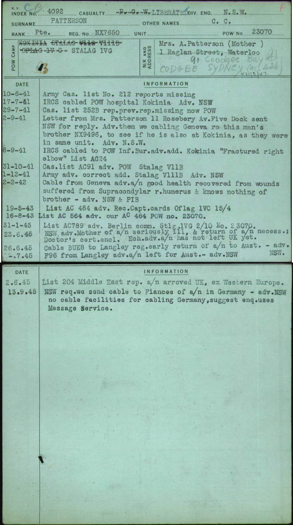 Patterson, C C, NX7650