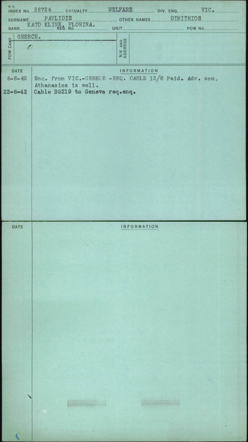 Pavlidis, Dimitrios, [No Service Number]