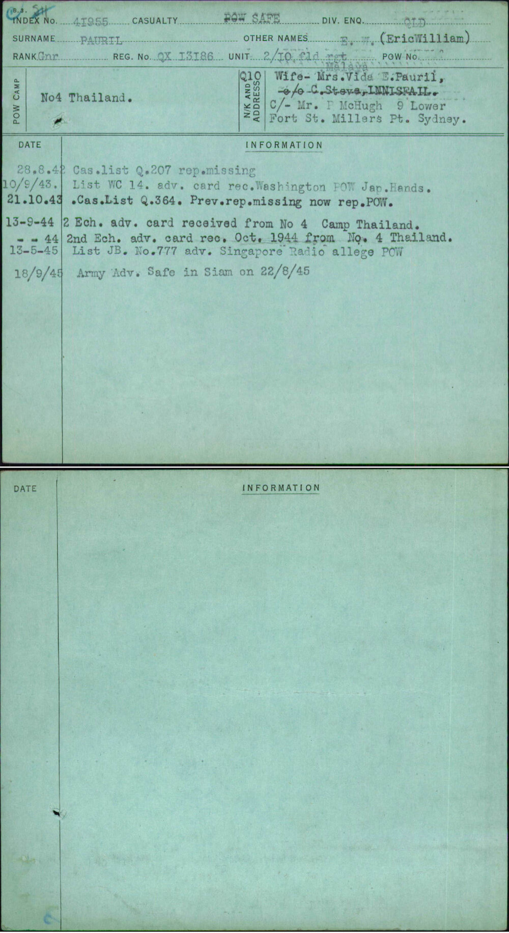 Pauril, E W (Ericwilliam), QX13186