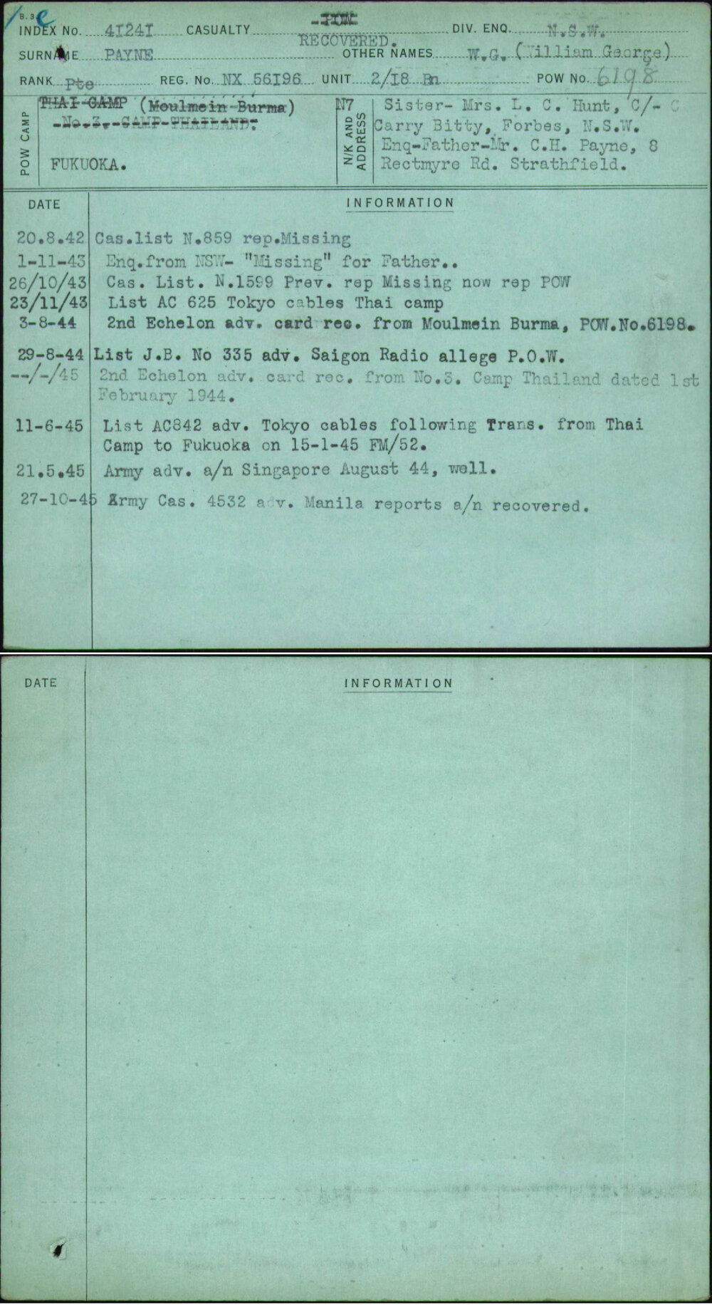 Payne, W G (William George), NX56196