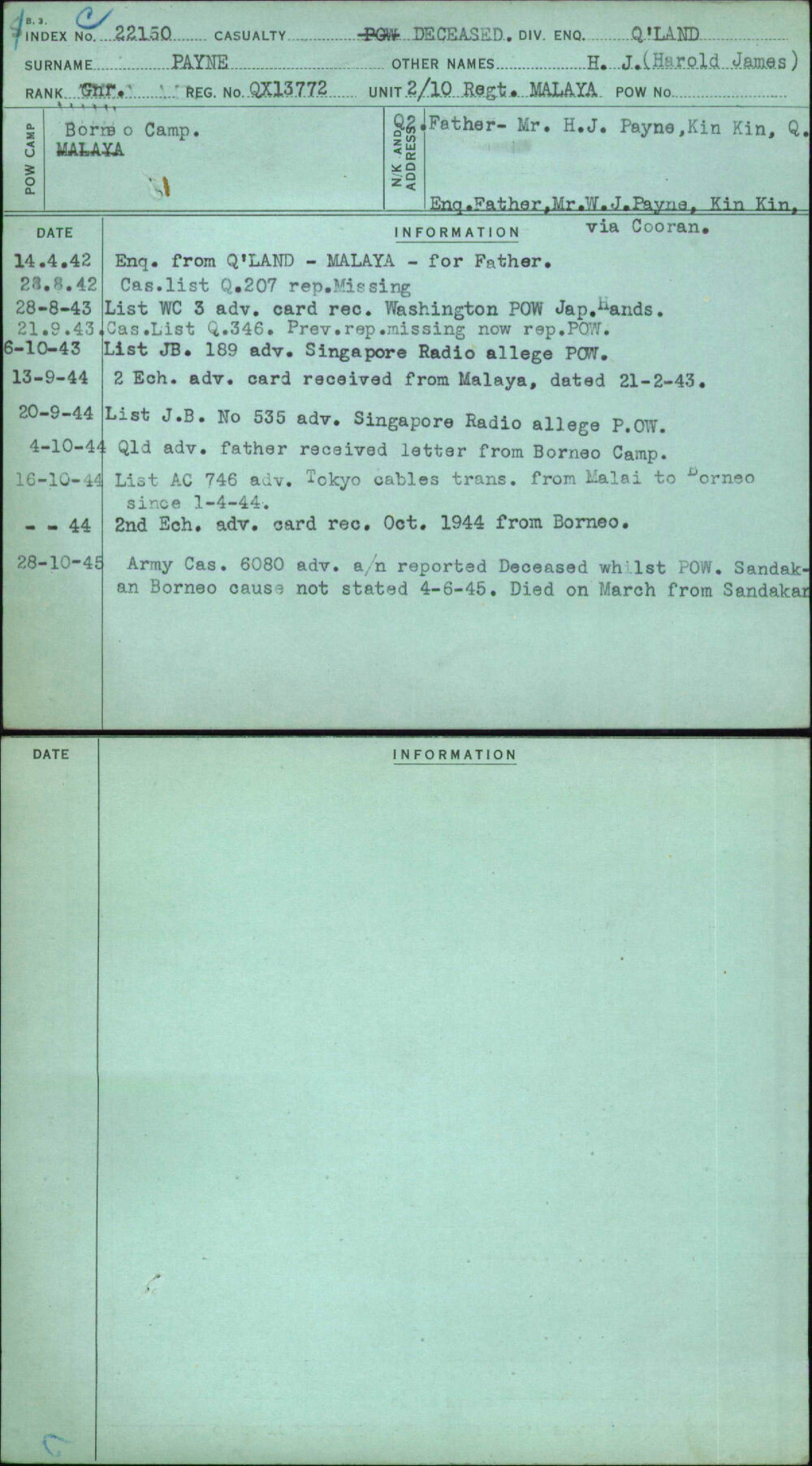 Payne, H J (Harold James), QX13772