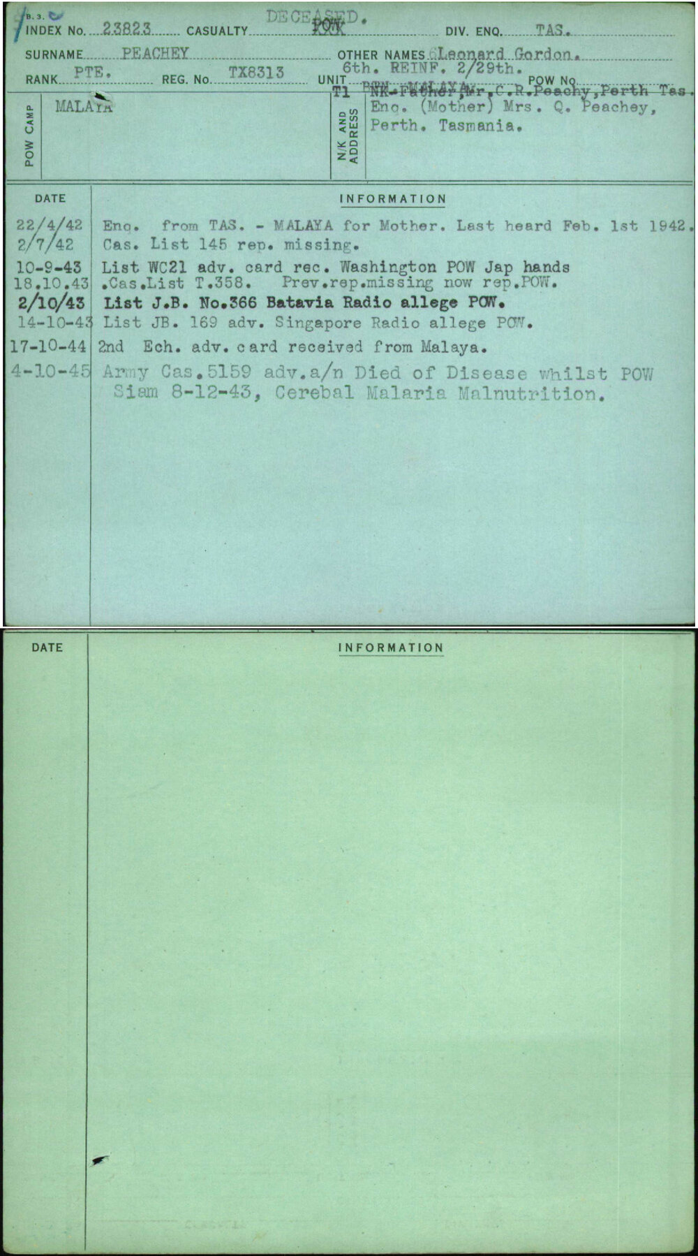 Peachey, Leonard Gordon, TX8313