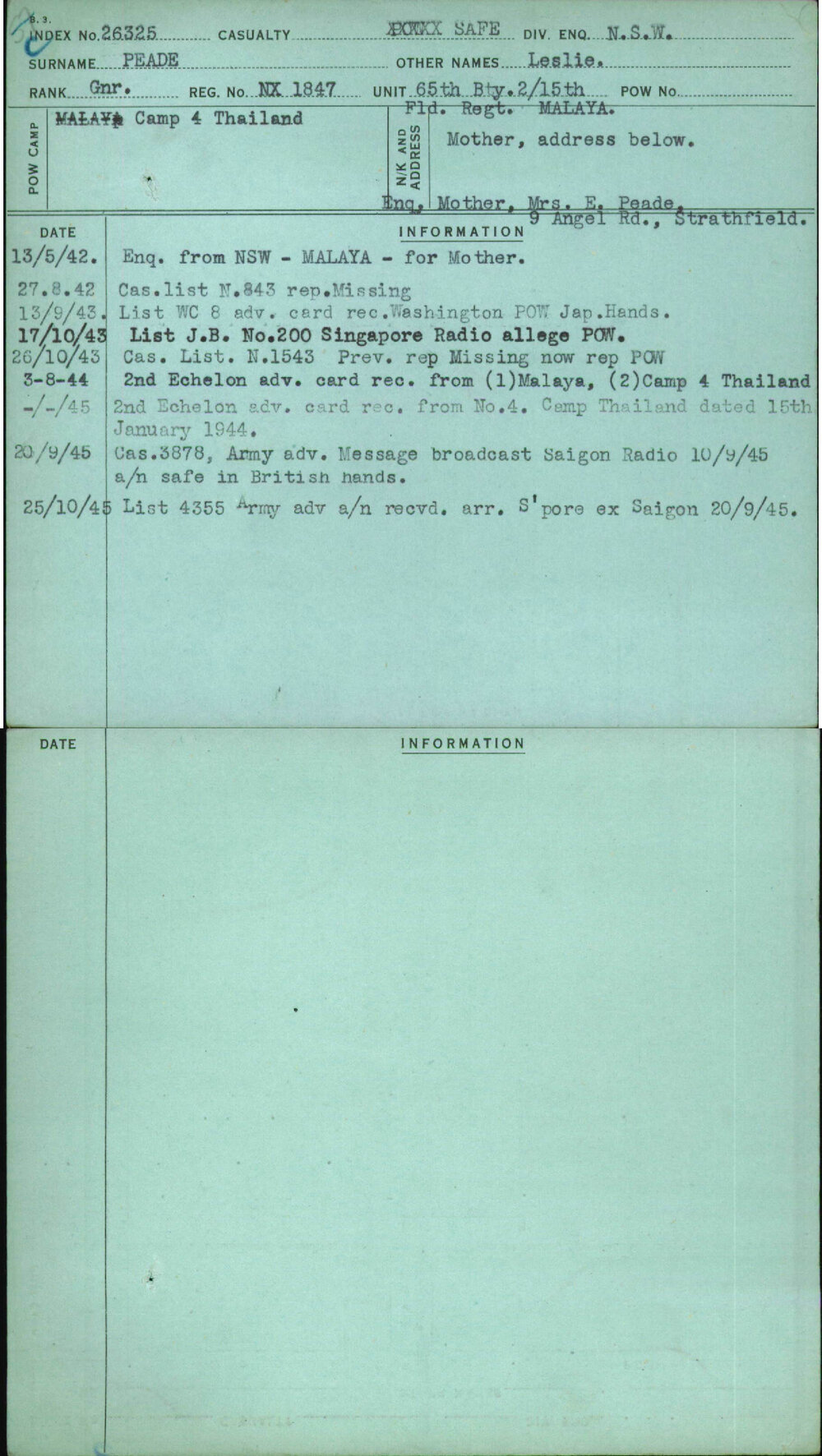 Peade, Leslie, NX1847