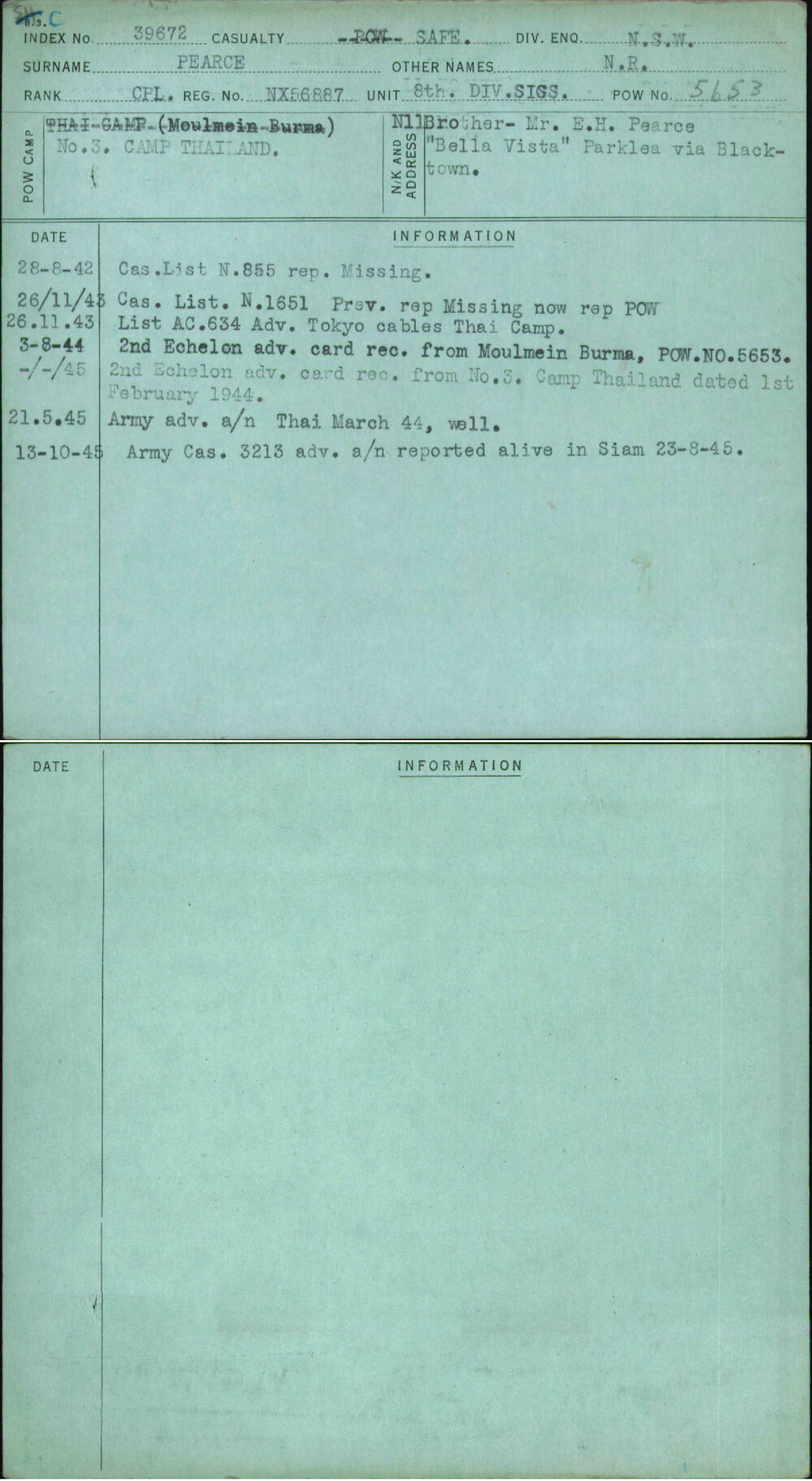 Pearce, N R, NX56887