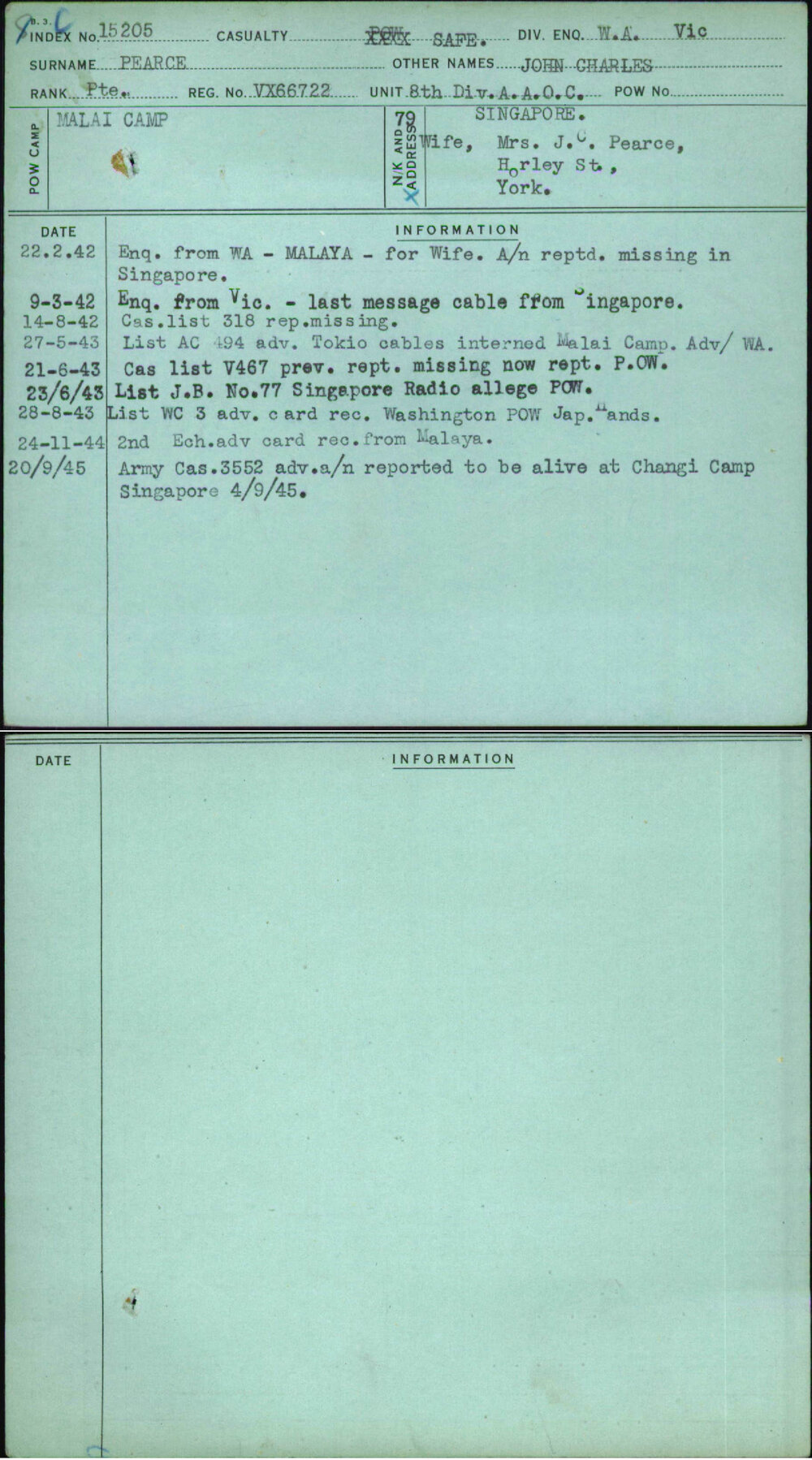 Pearce, John Charles, VX66722