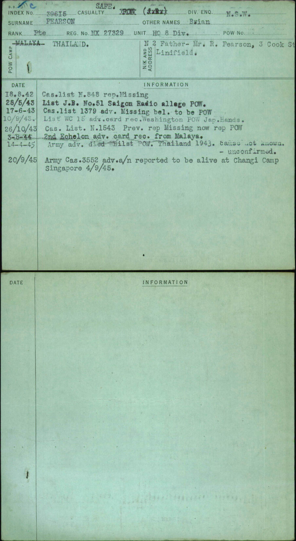 Pearson, Brian, NX27329