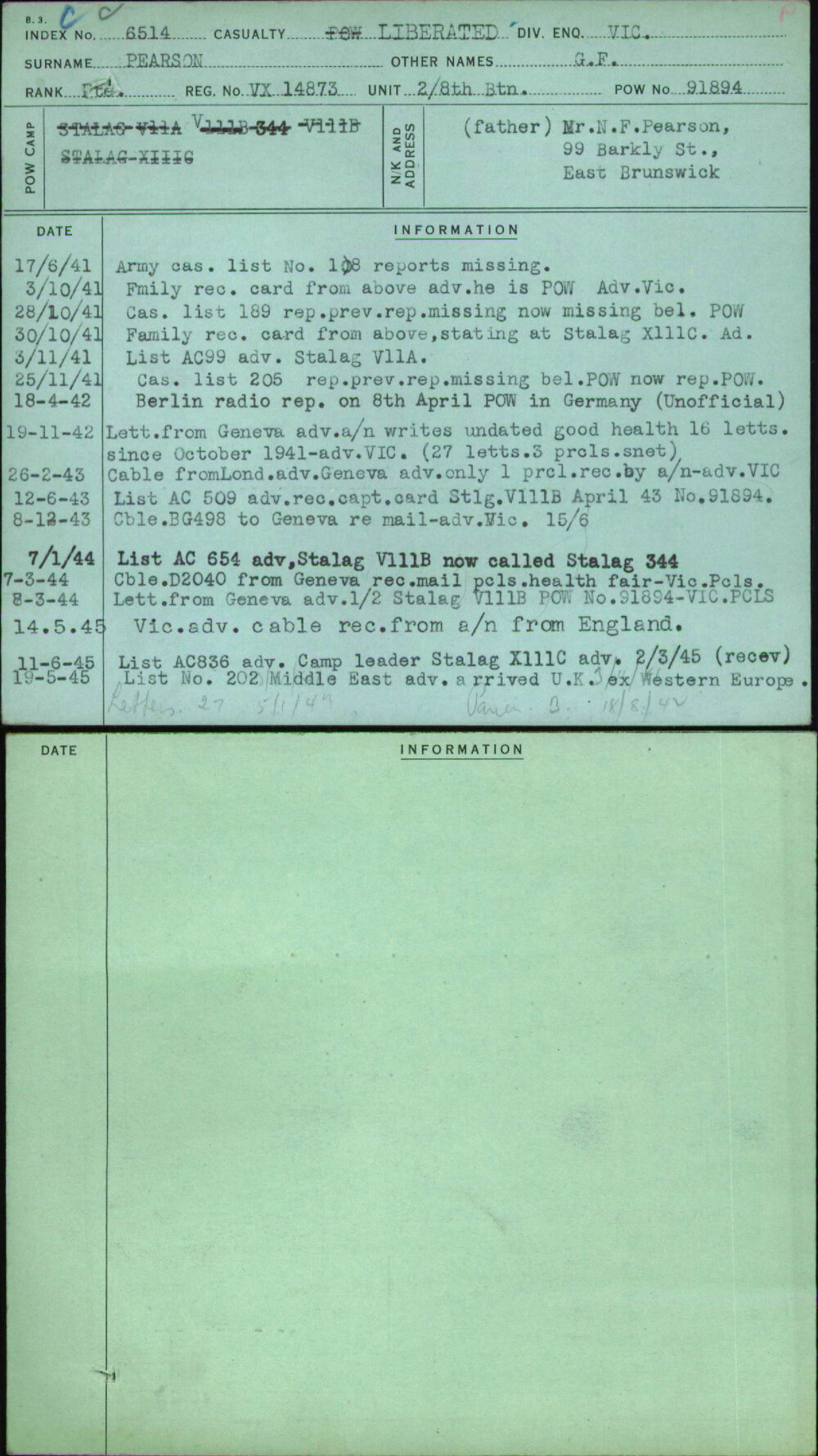 Pearson, G F, VX14873