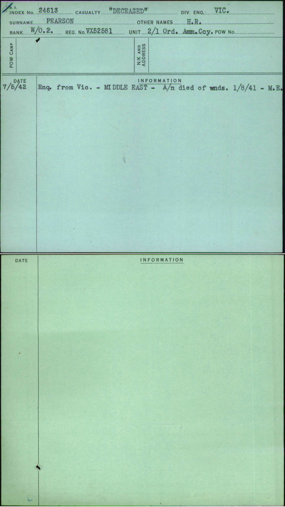 Pearson, H R, VX52581