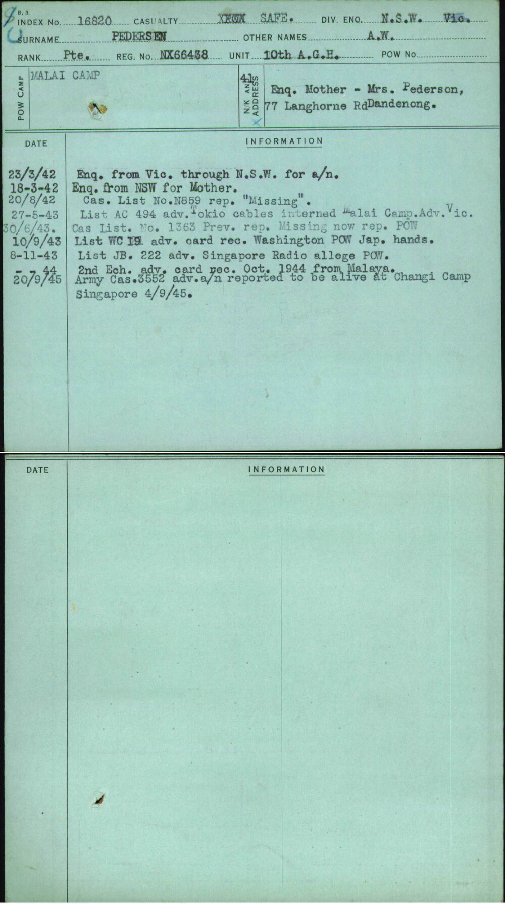 Pedersen, A W, NX66438