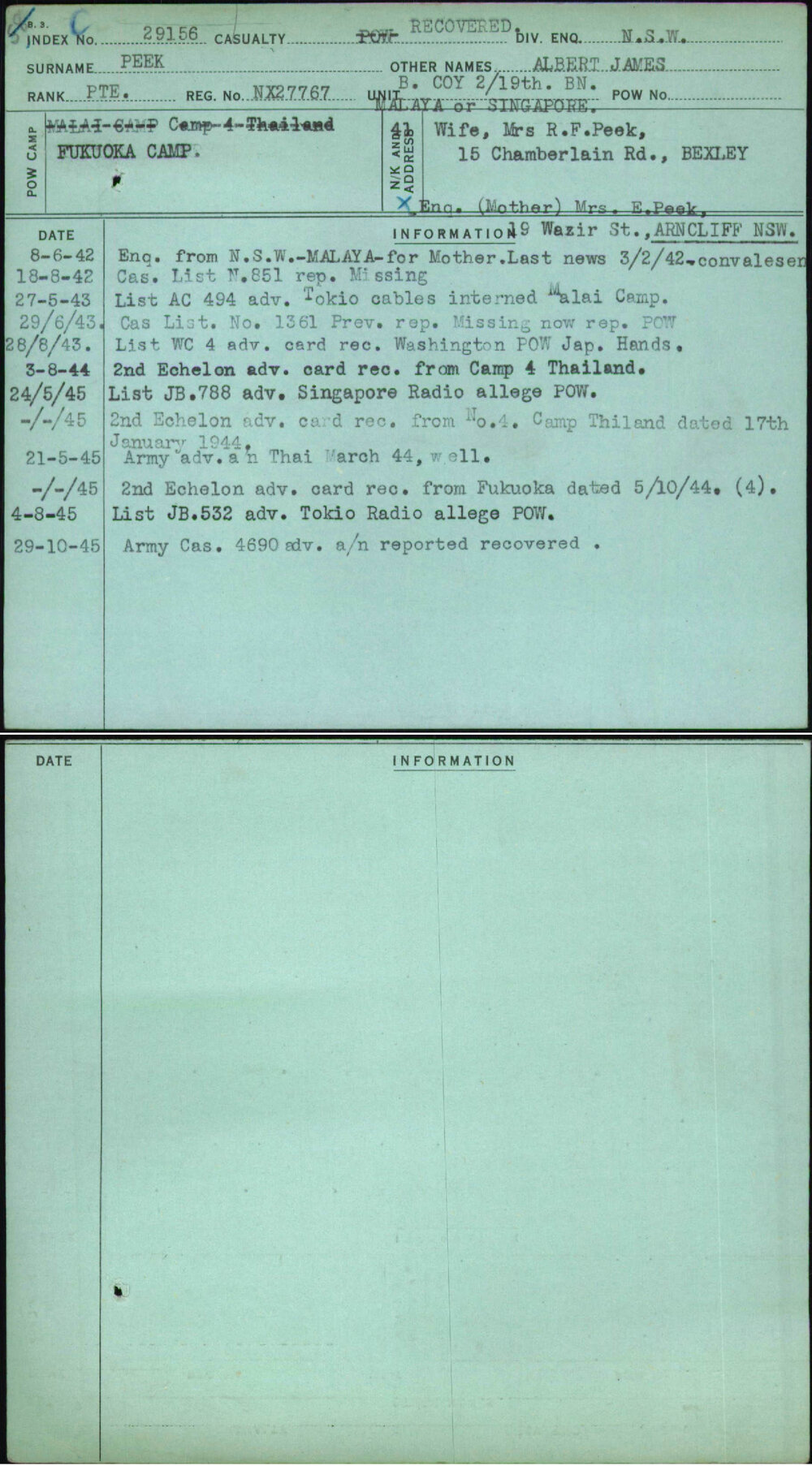 Peek, Albert James, NX27767