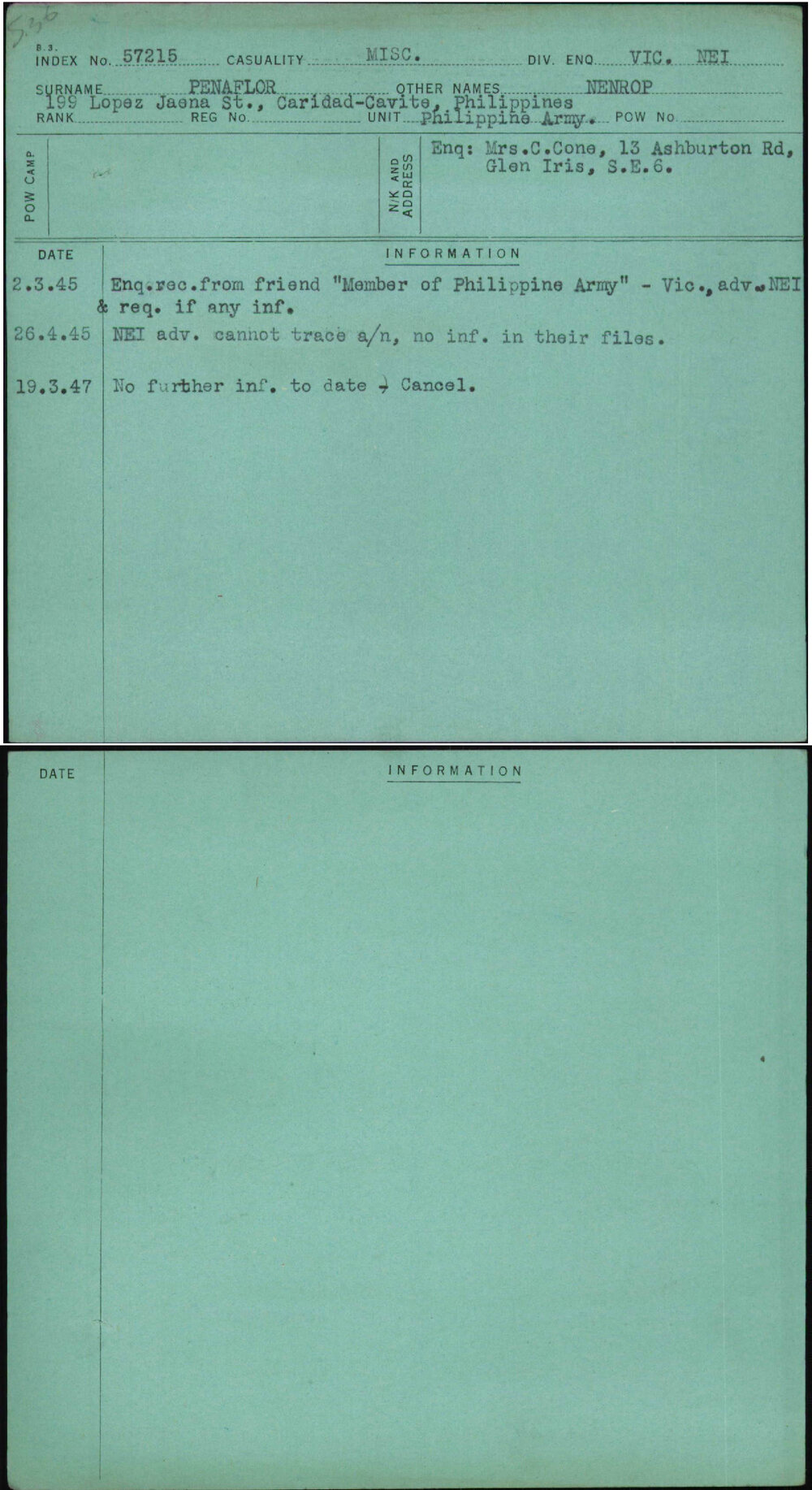 Penaflor, Nenrop, [No Service Number]