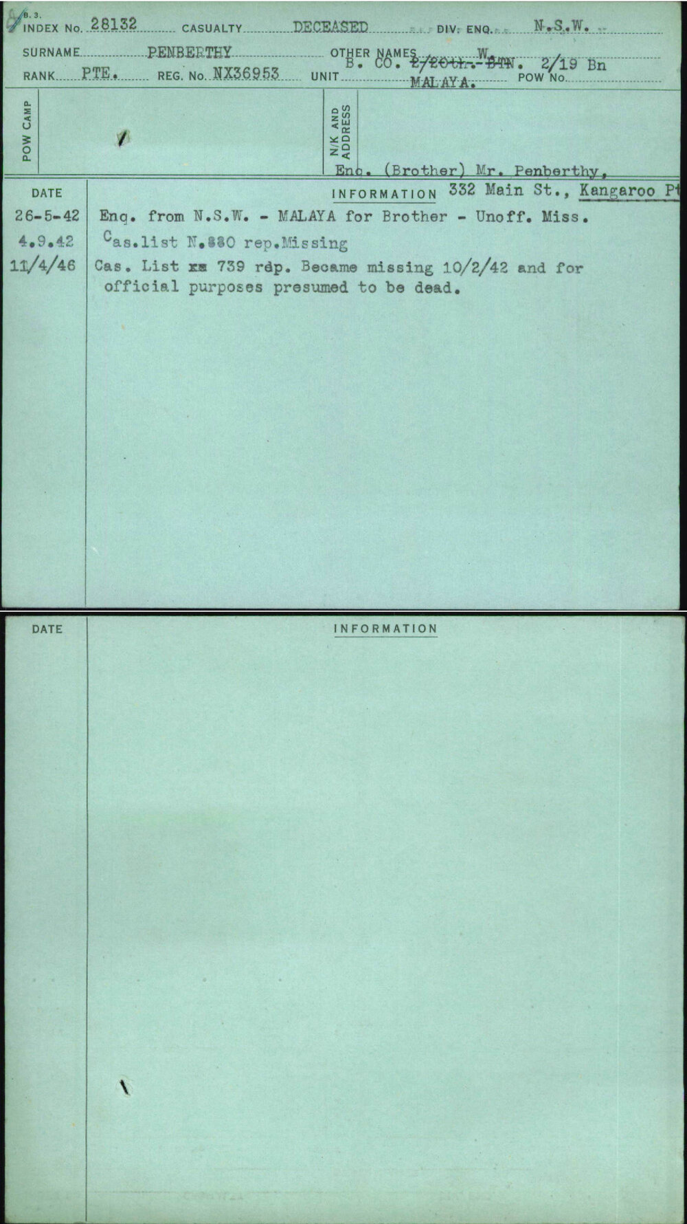 Penberthy, W, NX36953