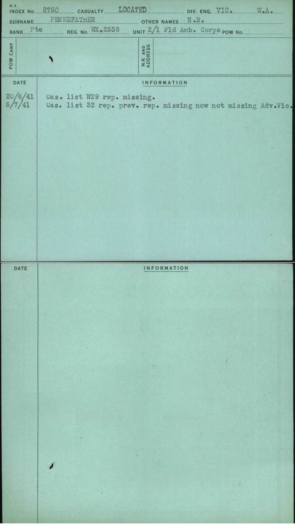 Pennefather, N R, WX2538