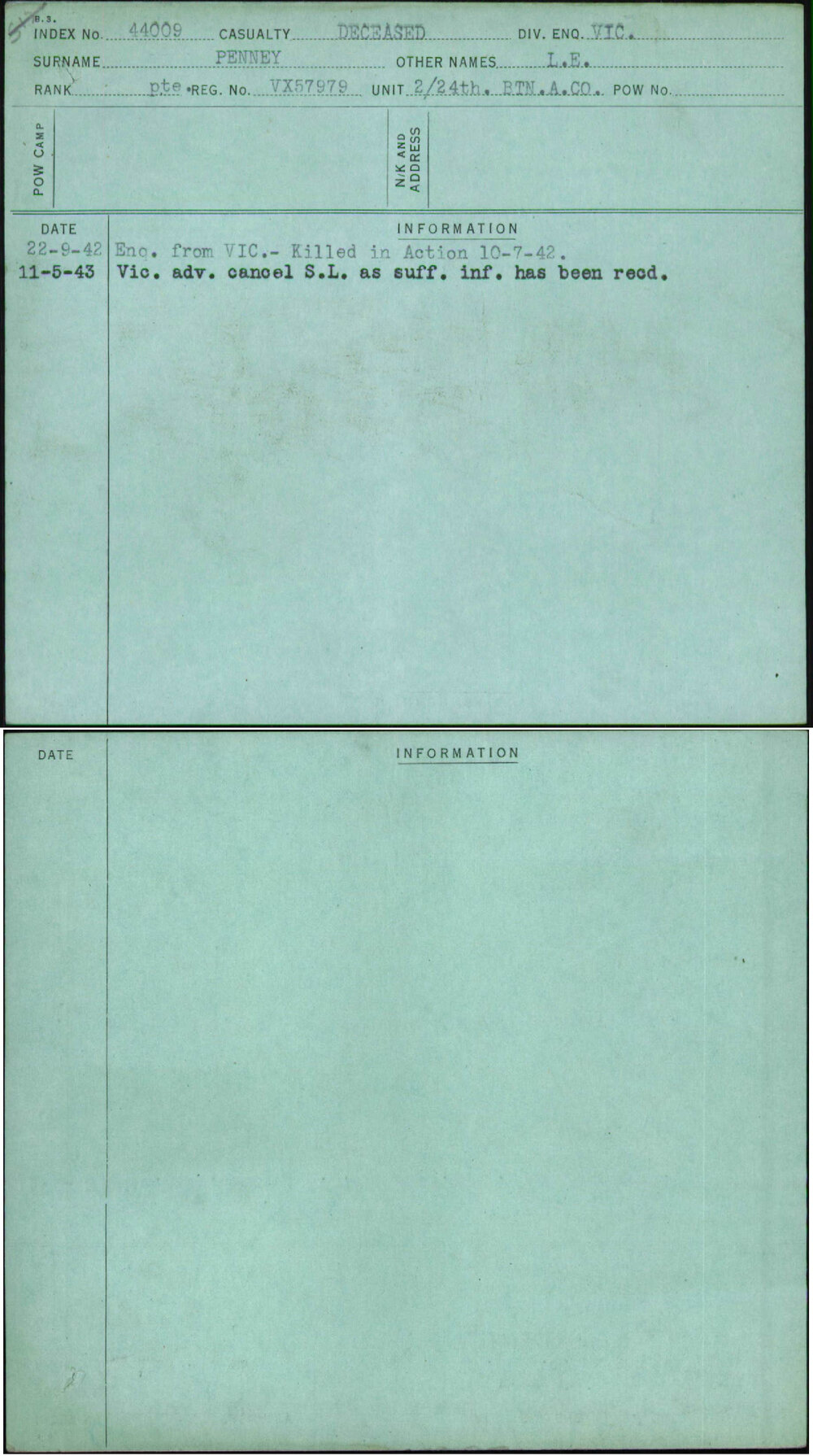 Penney, L E, VX57979