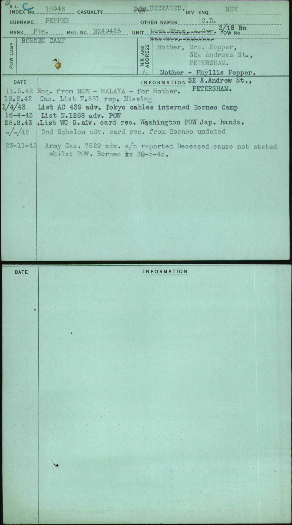 Pepper, C D, NX49425