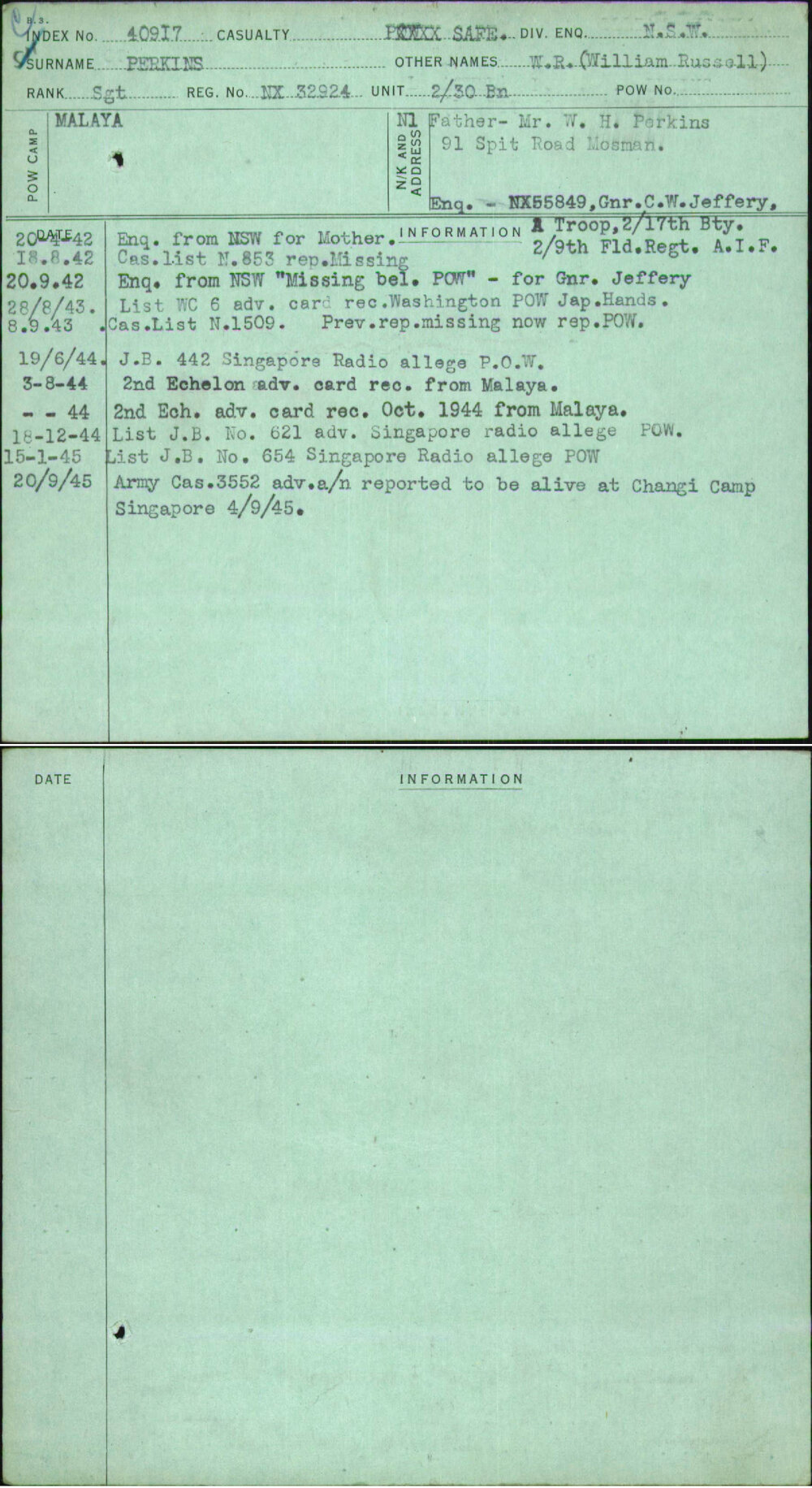 Perkins, W R (William Russell), NX32924