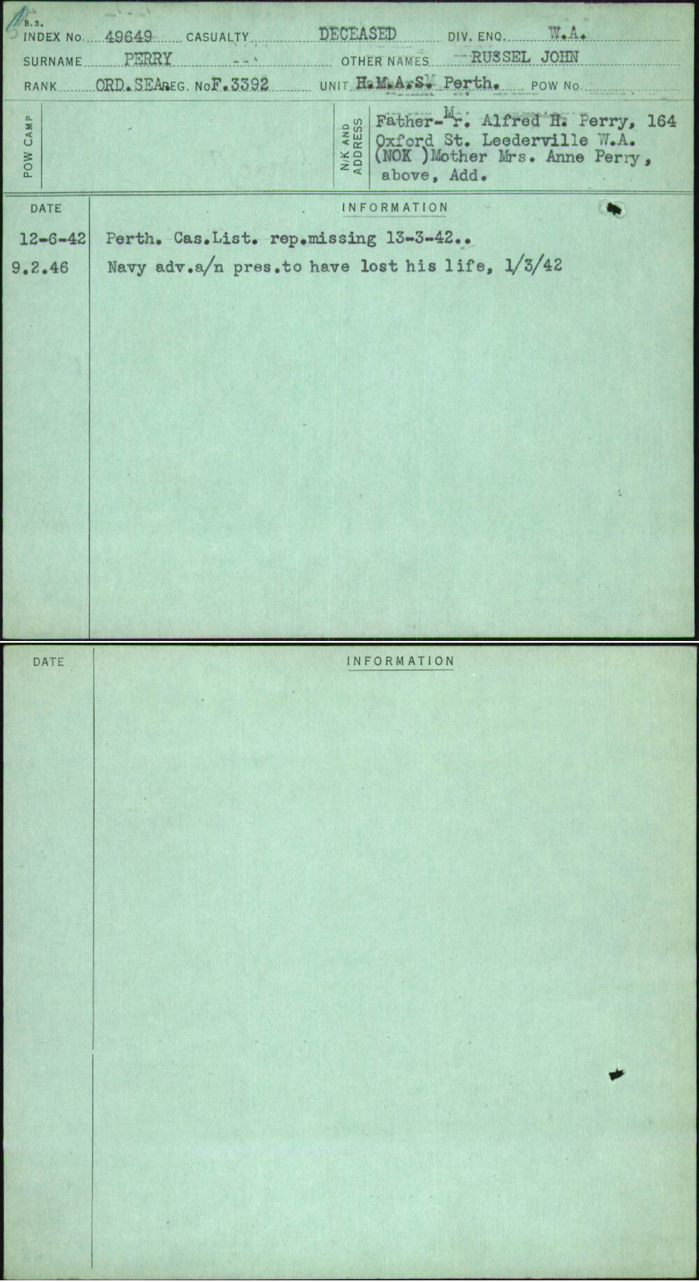 Perry, Russel John, F3392