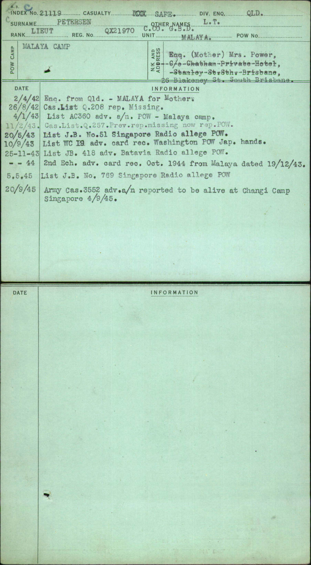 Petersen, L T, QX21970