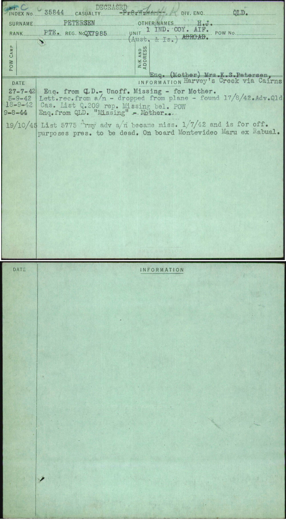 Petersen, H J, QX7985