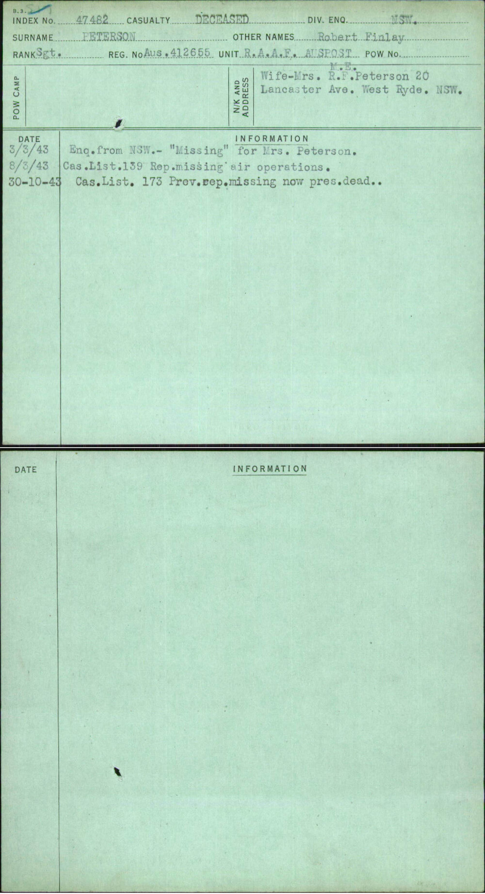 Peterson, Robert Finlay, Aus412655