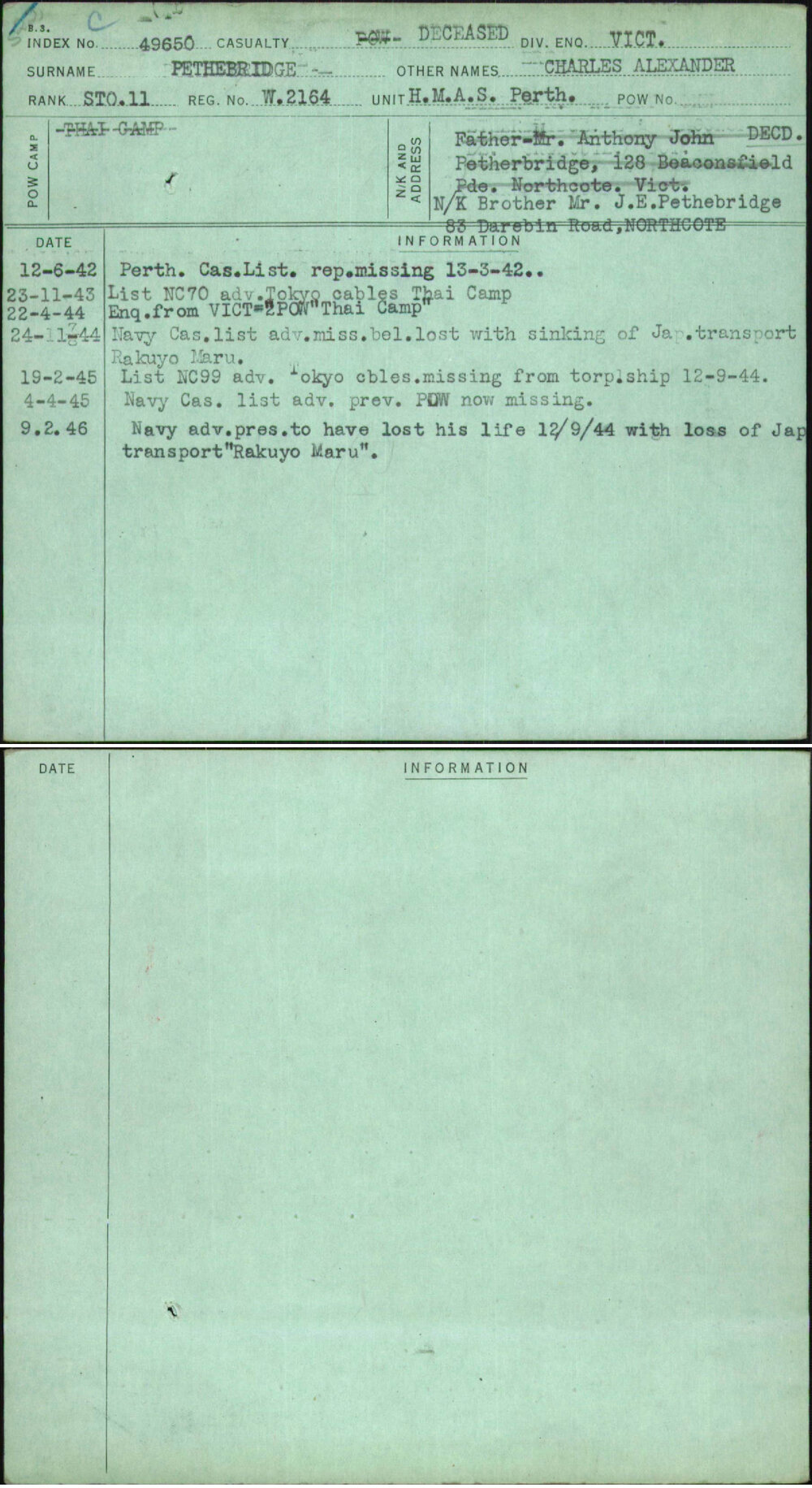 Pethebridge, Charles Alexander, W2164